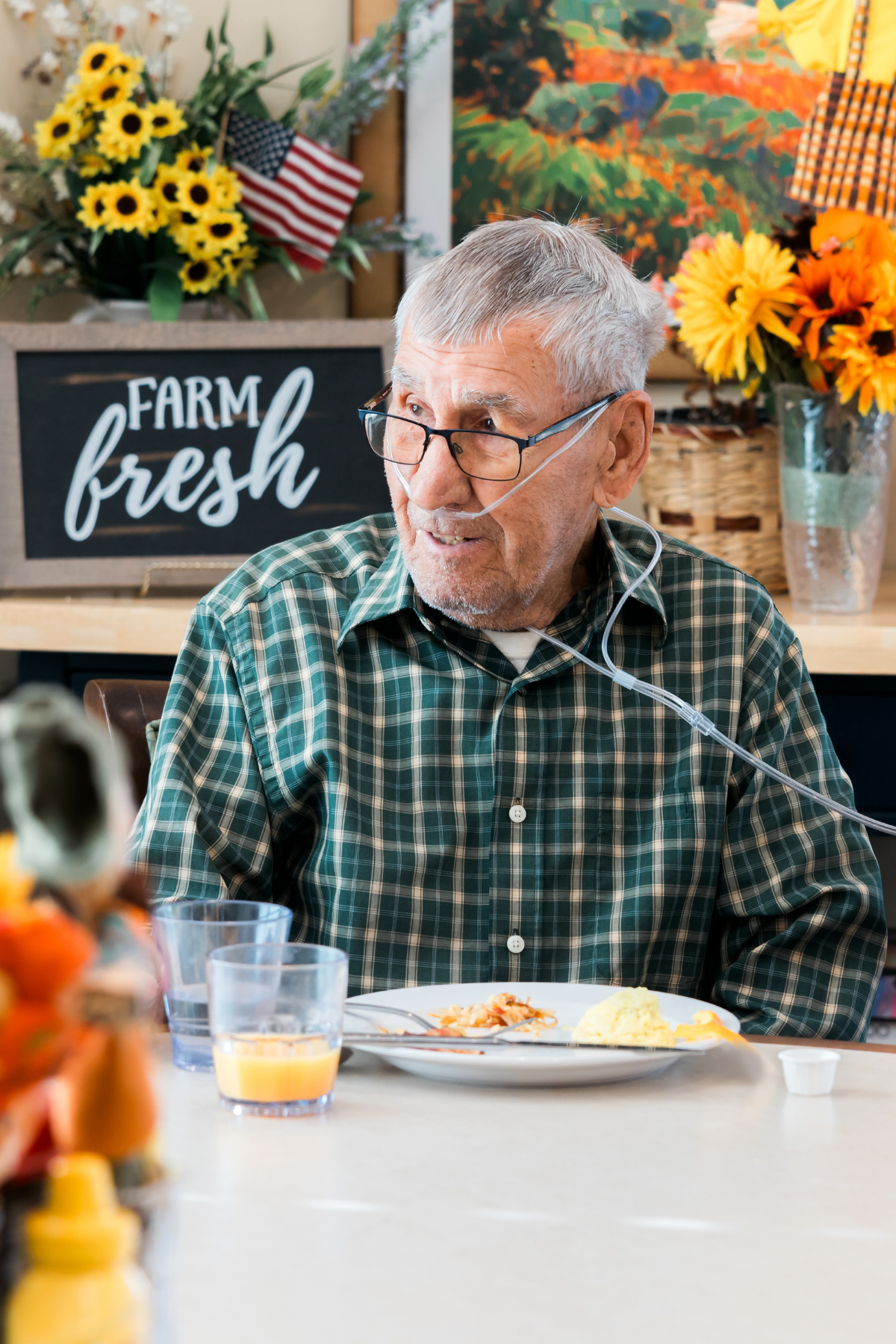 resident enjoying breakfast portrait